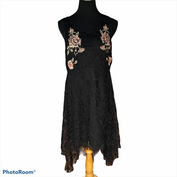 Free People Dresses & Skirts - Free People lace rose embroidered dress black L